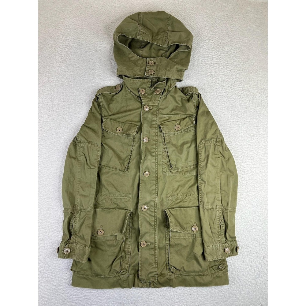 J‎ Crew Womens Green Cotton Hooded Military Utility Anorak Jacket 19985 Small